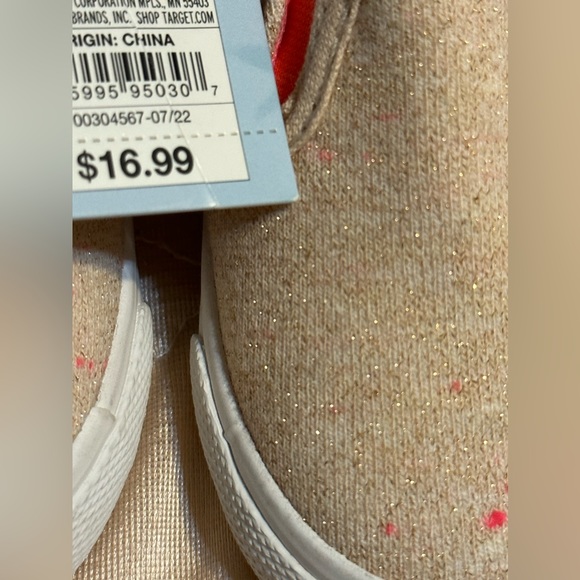 Toddler Girls' Alexus Slip-On Sneakers Off White/Coral - Cat & Jack - SIZE 6 - Picture 2 of 7